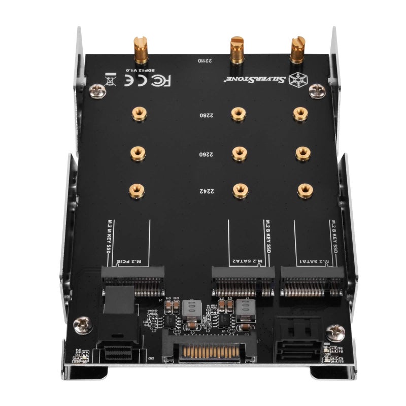 Silverstone Technology 3.5" to 2 x M.2 SATA and 1 x M.2 PCIE NVMe Adapter SDP12 - Image 4
